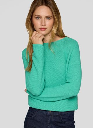Rabe Rundhalspullover RABE, Damen, Gr. 40, smaragd, Strick, Obermaterial: 52% Polyester, 42% Baumwolle, 6% sonstige Fasern, unifarben, regular fit normal, 