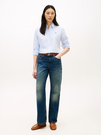 Tommy Hilfiger Womens Mid-Rise Loose Straight Jean - Washed Denim - 26W x LongL