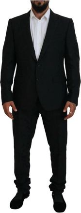 Dolce & Gabbana Zwart Slim Fit Tweedelig Pak - Heren - Business pakken - Zwart - 3XL - Tweed - Kostuums