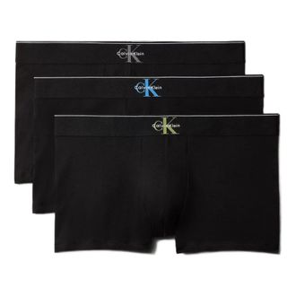 Calvin Klein Pack de 3 calzoncillos tipo trunk de algod&oacute;n el&aacute;stico con monograma gr&aacute;fico - Underwear - Hombre - Negro - XL