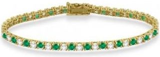 Allurez Alternating Diamond & Emerald Eternity Tennis Bracelet 14K Yellow Gold (8.37ct)