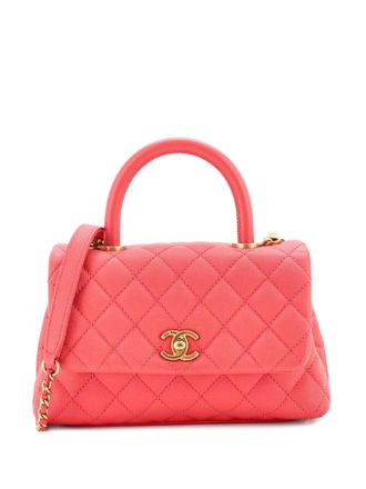 Chanel Coco Top Handle Bag Quilted Caviar Mini satchel - women - Calf Leather - One Size - Pink