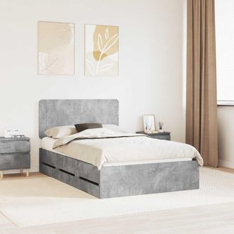 vidaXL Estructura De Cama Gris Concreto 135 X 190 Cm Madera Ingenieril Vidaxl
