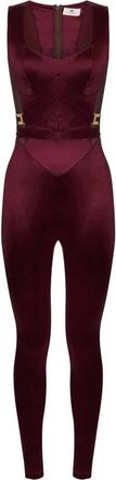 Elisabetta Franchi Jumpsuits & Playsuits, Dames, Rood, M, Lycra jumpsuit met juweel logo