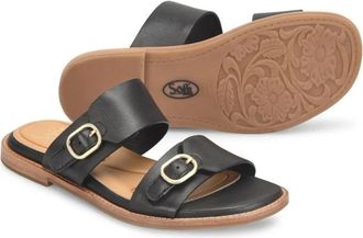 S&ouml;fft Noella SF0099001 Flat Sandals Womens Black Slip On Slide HTAT1222