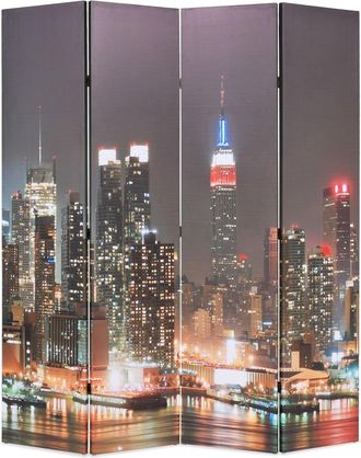 vidaXL Biombo Divisor Plegable 160x170 Cm Nueva York De Noche Vidaxl