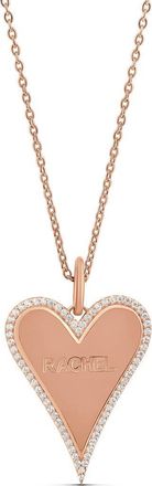 SHYMI Pav&eacute; Heart Name Pendant Necklace in Rose at Nordstrom