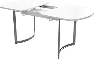 STILVORA Mesa De Comedor Para 4 A 6 Personas Extensible, Con Tablero De Mdf Y Patas Plateadas, Blanca