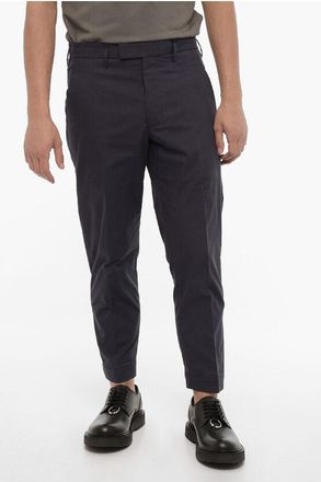 Neil Barrett Slim Fit Katoenmix Broek met Verstelbare Enkel in Blauw