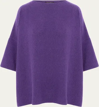 Eskandar Bateau-Neck Moss Stitch Cashmere Sweater