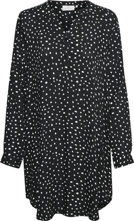 Kaffe Jurk Zwart / Krijt Stippen - Dames - Korte kleedjes - Zwart - L - Kleedjes