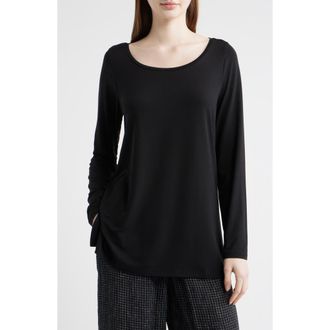Eileen Fisher Ballet Neck Long Sleeve Tunic in Black at Nordstrom, Size Xx-Small