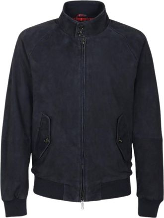 Baracuta Navy Blue Suede Jacket