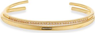 Nordstrom Set of 2 Demi Fine Cubic Zirconia Cuff Bracelets in 14K Gold Plated at Nordstrom