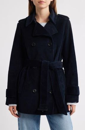 Bcbgmaxazria Belted Corduroy Trench Coat in Indigo at Nordstrom Rack, Size X-Small