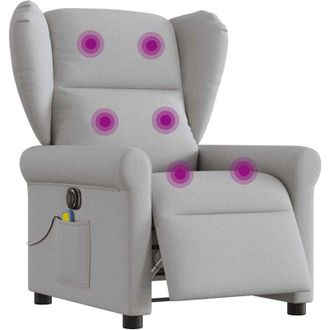 vidaXL Sill&oacute;n Reclinable De Masaje El&eacute;ctrico Tela Gris Nube Vidaxl