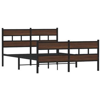 Berkfield Home Metal Bed Frame without Mattress Brown Oak 160x200 cm