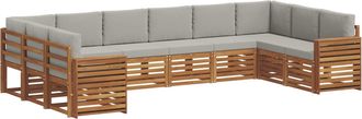 vidaXL Conjunto De Sof&aacute;s De Exterior 10 Uds. Gris Natural Y Claro Vidaxl