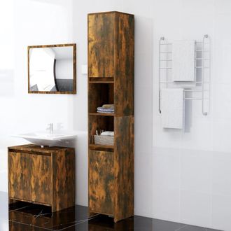 vidaXL Armario Ba&ntilde;o Madera Contrachapada Roble Ahumado 30x30x183,5cm Vidaxl