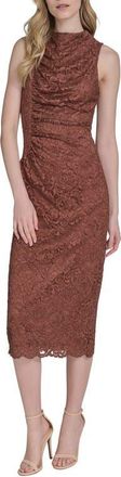 Vince Camuto Lace Sleeveless Sheath Midi Dress in Brown at Nordstrom, Size 10