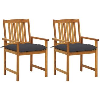vidaXL Sillas De Jard&iacute;n Con Cojines 2 Unidades Madera Maciza De Acacia Vidaxl