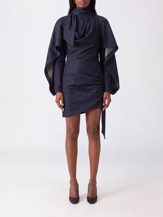 Zimmermann Mini abito Valiant in denim di cotone con orlo asimmetrico e collo alto