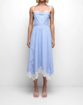 SIMKHAI Avaleigh Cotton Lace Midi Dress In Oxford Blue Stripe