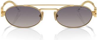 Miu Miu 53mm Oval Sunglasses in Gold /Blue Mirror Silver at Nordstrom