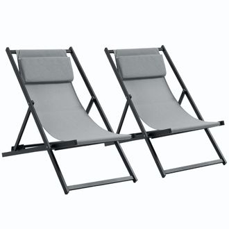 OUTSUNNY 2 tumbonas plegables 60x100x85 cm gris oscuro