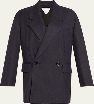 Bottega Veneta Subtle Stripe Double-Breasted Wool Jacket