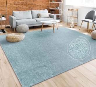 Paco Home Paco Home - Alfombra Sal&oacute;n Color Liso Discreta Moderna Pelo Corto Varios Colores Y Tama&ntilde;os Turquesa, 200 Cm Cuadrado