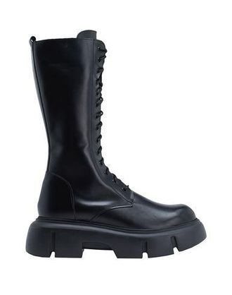 8 by YOOX GRAIN LEATHER HIGH COMBAT ANKLE BOOTS