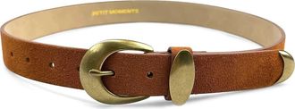 Petit Moments Marfa Leather Belt in Brown Suede/Gold at Nordstrom, Size X-Small