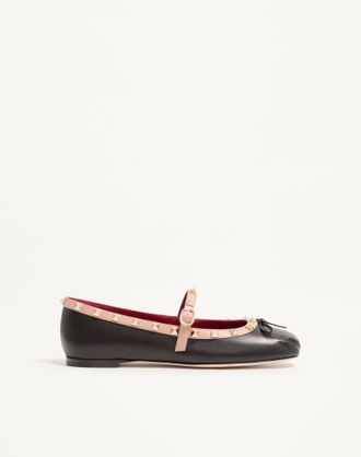 Valentino Garavani Mary-Jane Rockstud Nappa Ballerina 05 mm Woman BLACK 35.5