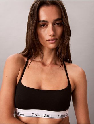 Calvin Klein Womens Icon Cotton Modal Unlined Bralette - Black - XXS