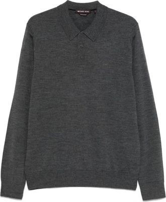 Michael Kors Tops, Heren, Grijs, L, Wol, Polo met lange mouwen