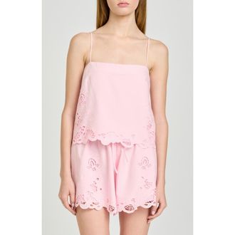 Wayf x Hannah Lovey Porter Lola Embroidered Detail Cotton Camisole in Light Pink at Nordstrom, Size X-Large