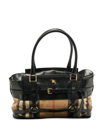 Burberry Borsa tote Houve a quadri in pelle e tela - Toni neutri
