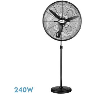 Fabrilamp Abrila- Ventilador De Pie Industrial Tormenta Negro 3 Velocidades 240w Fijo Y Rotatorio Regulable