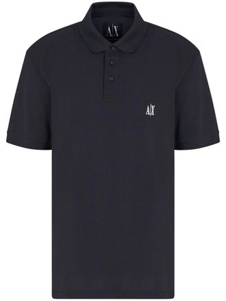 A|X Armani Exchange Polo in cotone con ricamo logo - Blu