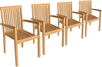 Happy Garden Happy Garden - Juego de 4 sillas de jardín apilables de teca java