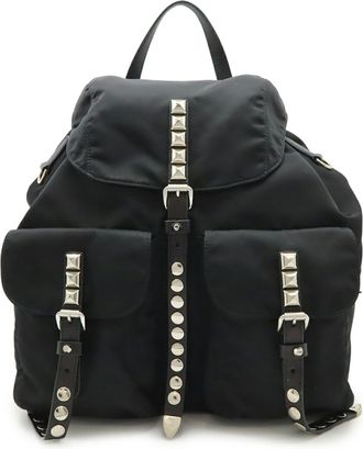 Prada Black Nero Nylon Leather Backpack (Pre-Owned)