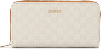Kazar Gestreepte leren portemonnee - Dames - Portefeuilles - Wit - ONE Size - Leer - Accessoires