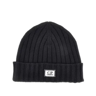 C.P. Company Knitted beanie hat with logo patch Man One Size