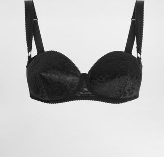 Dolce & Gabbana Lace Balconette Bra With Conical Cups - Woman Underwear Black 3b