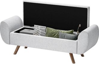 HOMCOM Panca Contenitore Fondoletto con Braccioli in Tessuto 132x42x50 cm Grigio - Homcom