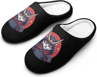 Generic Japanese Samurai Cat Tattoo Mens Slippers Comfortable And Non-slip Cotton Slipper Shoe for House
