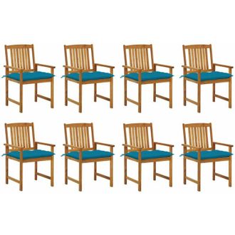 vidaXL Sillas De Jard&iacute;n Con Cojines 8 Pc Acacia Masiva