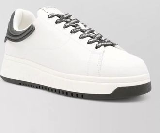 Emporio Armani leather sneakers round toe contrasting heel detail