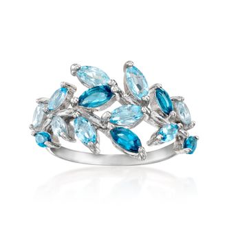 Ross-Simons Tonal Blue Topaz Vine Ring in Sterling Silver
